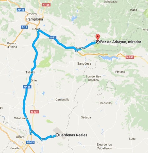 Mapa hasta Foz de Arbayun