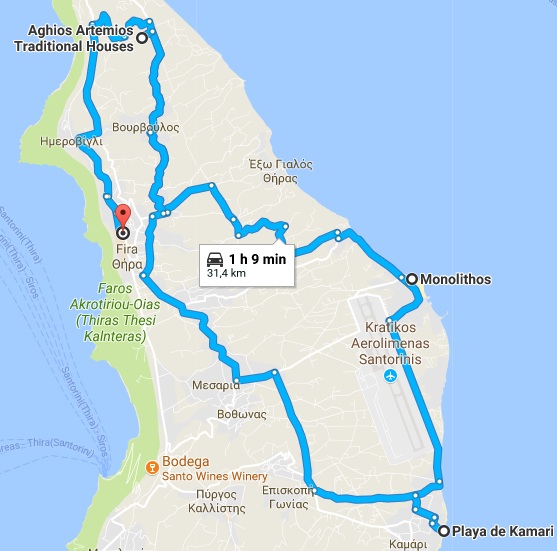 Ruta día 2 Santorini